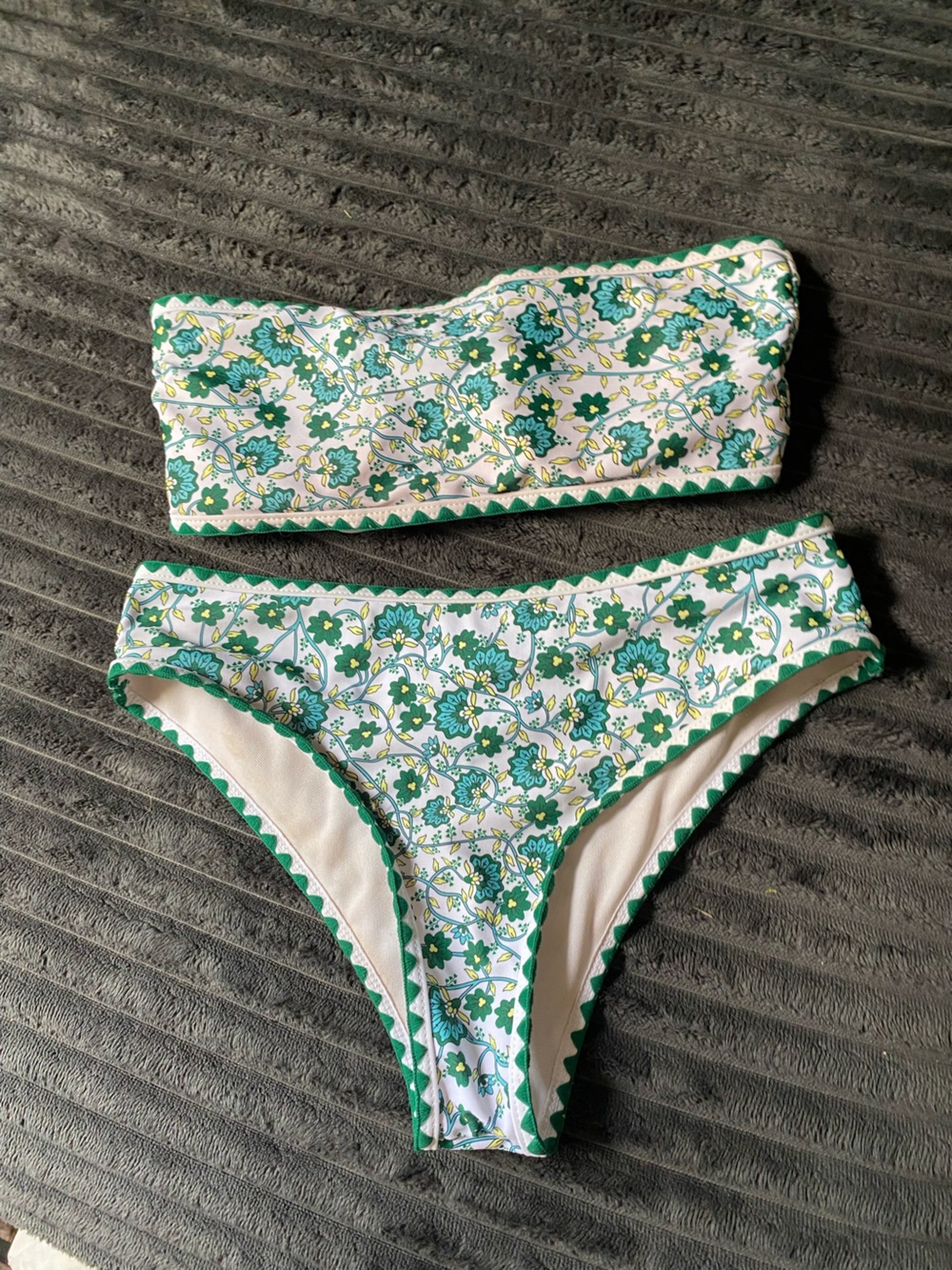 SHEIN Womens Floral Green & White Bikini Bottoms